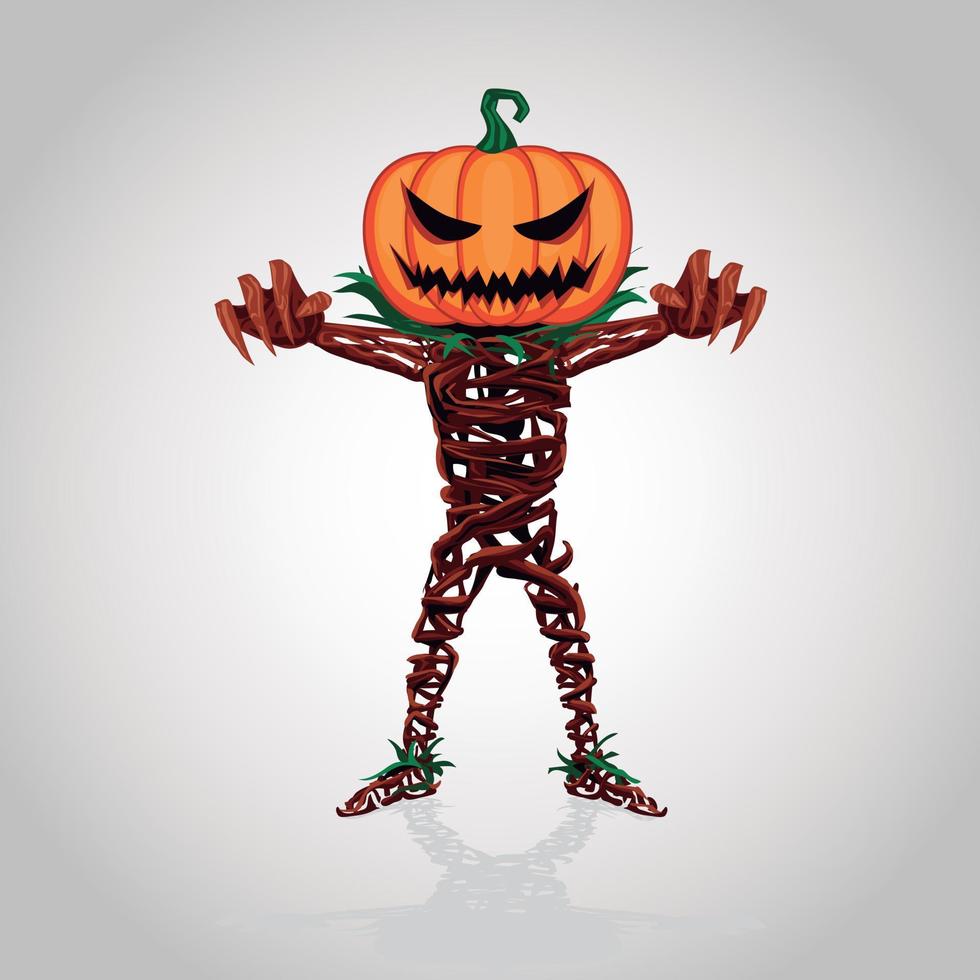 Halloween-Kürbis. orange kürbis der karikatur mit einem gespenstischen lächeln, lustigem gesicht. jack body, das hauptsymbol von halloween, herbstferien. vektor