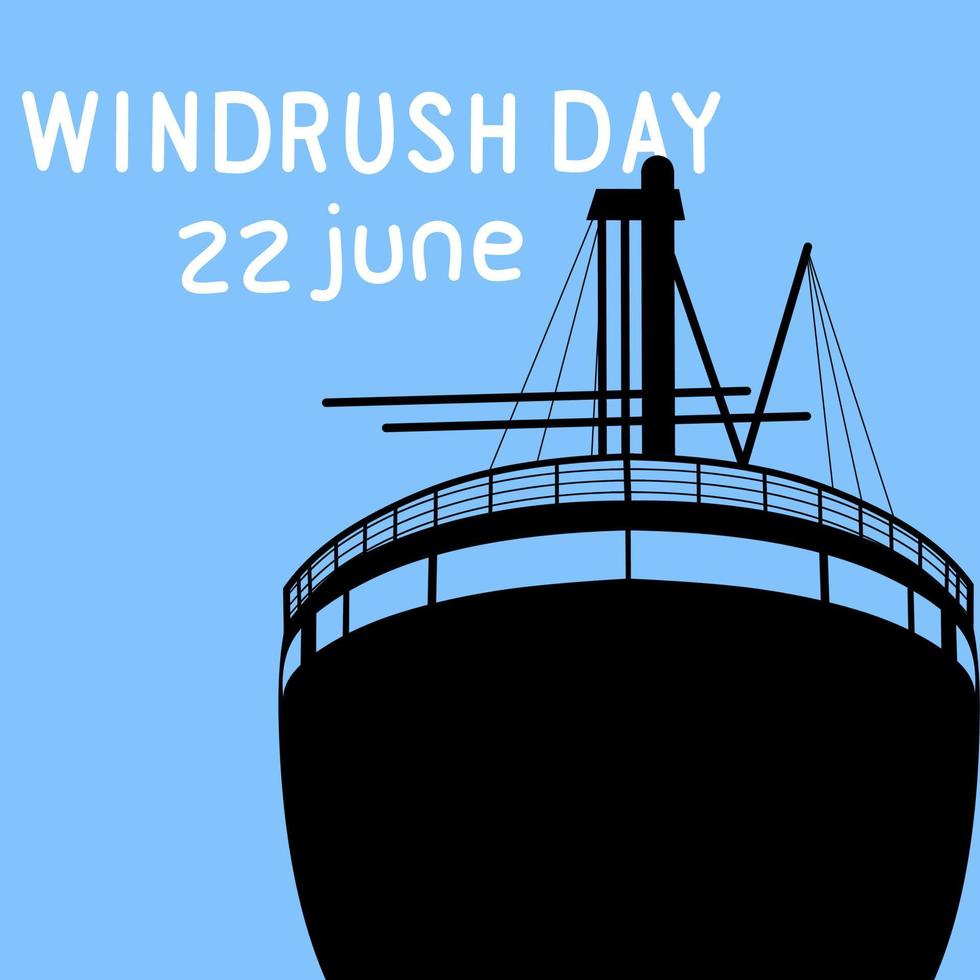 vektorillustration des windrush-tages am 22. juni. Einwandererschiff am Strand. ideal für Gedenkplakate vektor