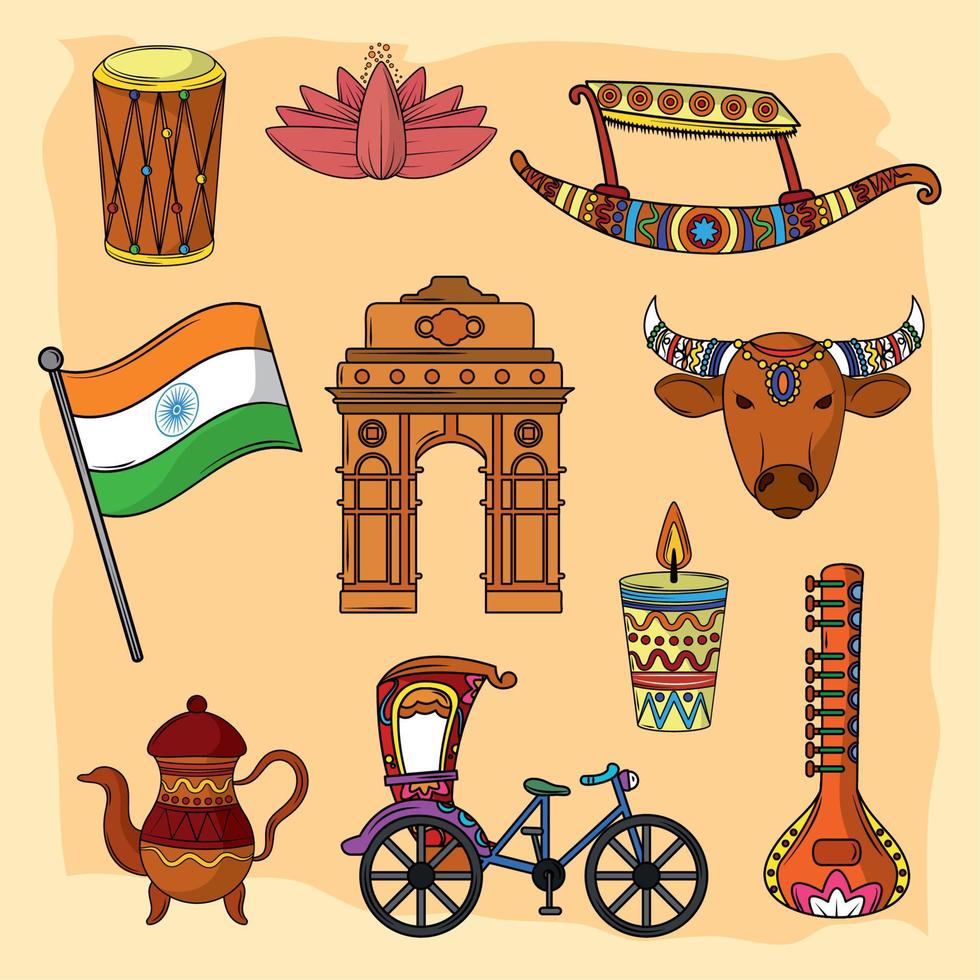 Indien kultur ikoner vektor