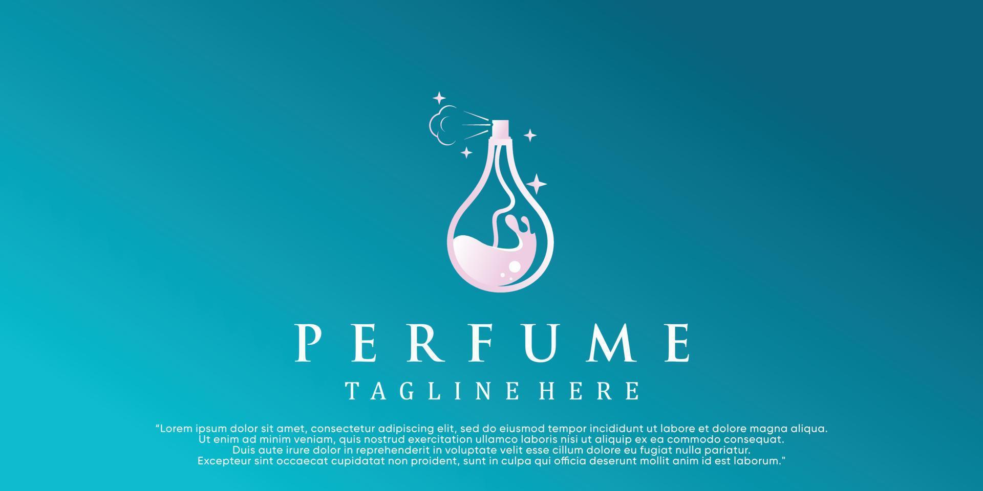 Parfüm-Logo-Vorlage für weibliche Schönheit. kreativer Duft im linearen Stil, Sprühflasche, Luxusdesign-Premium-Vektor vektor