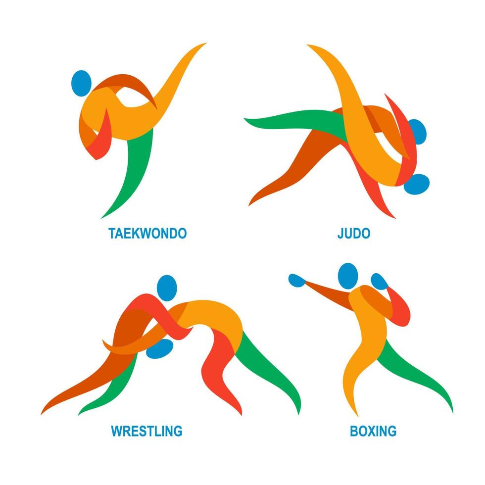 judo taekwondo boxning brottning ikon vektor