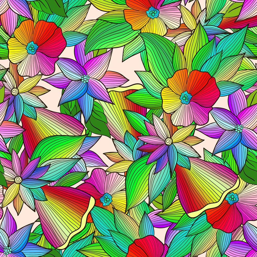 sömlös geometrisk mönster med löv vektor