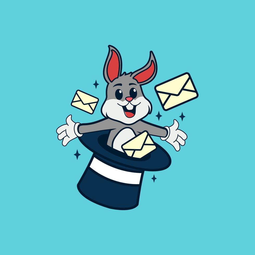 Hase aus Zauberhut mit E-Mail-Umschlag vektor