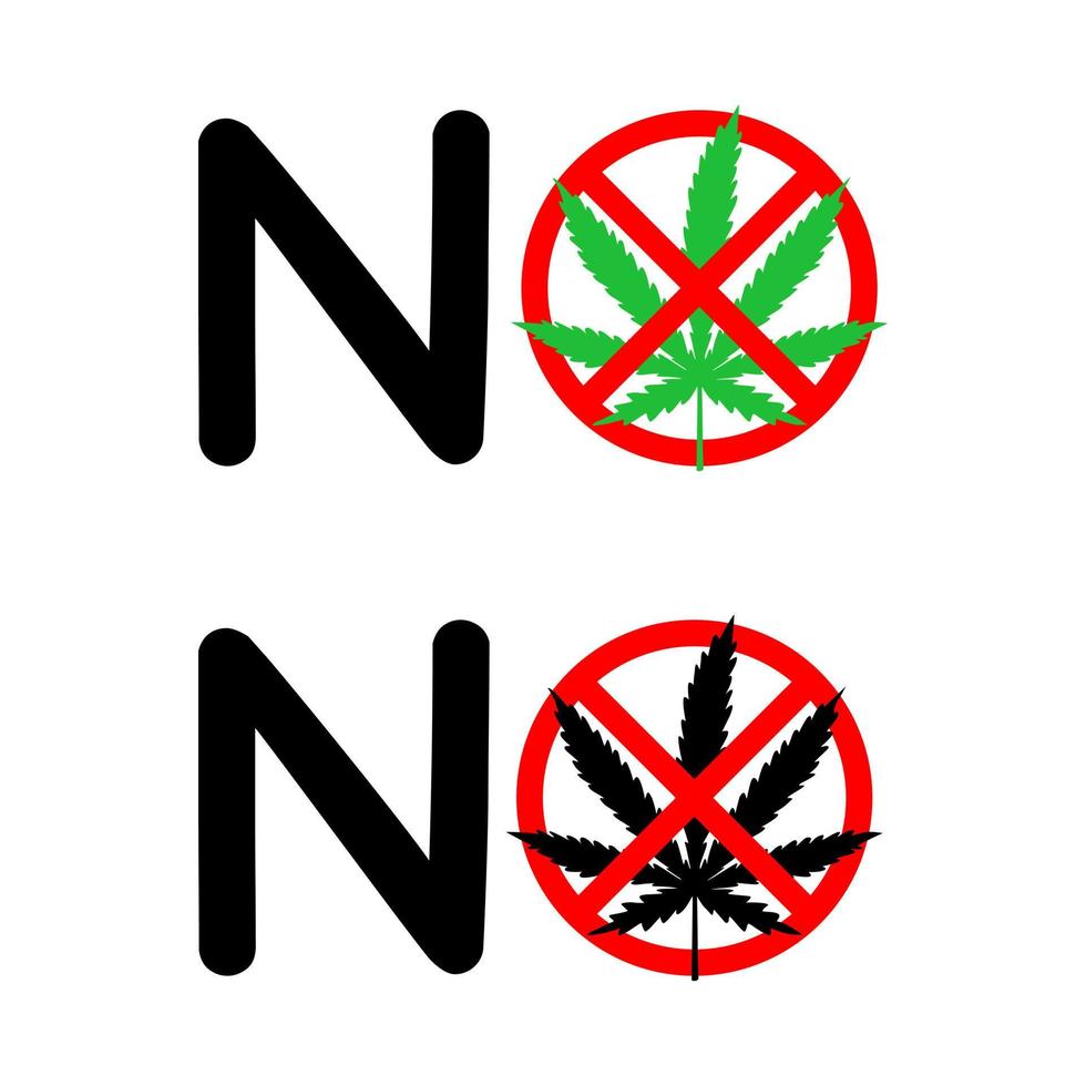 Vektor - Zeichen kein Cannabis isoliert auf weißem Hintergrund. flaches Design. kann für Logo, Symbol, Banner, Druck, Aufkleber verwendet werden.