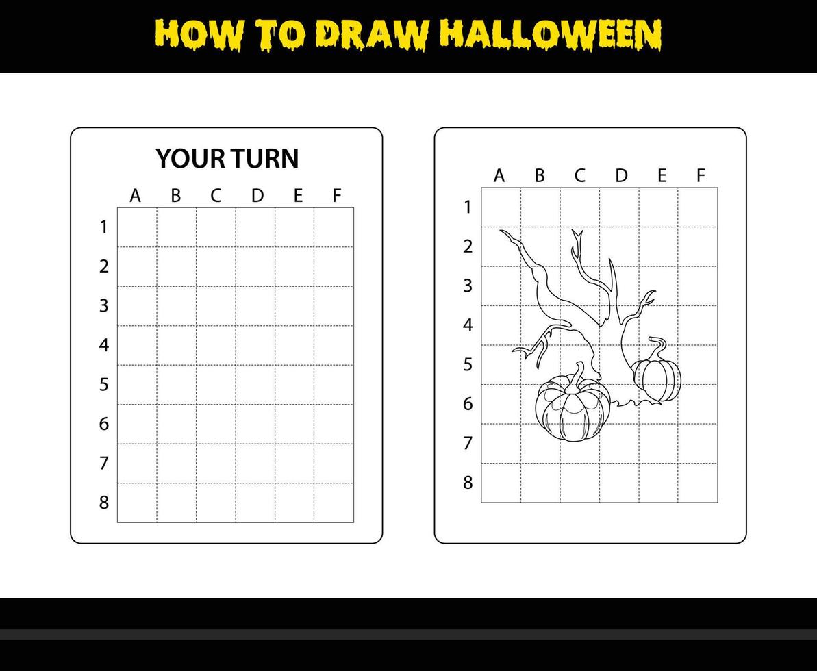 på vilket sätt till dra halloween för ungar. halloween teckning skicklighet färg sida för ungar. vektor