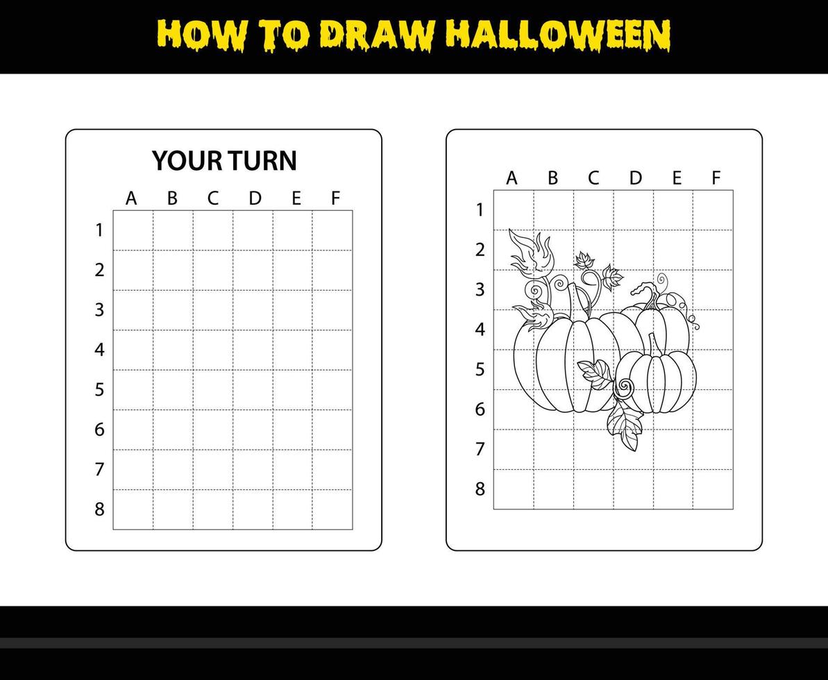 på vilket sätt till dra halloween för ungar. halloween teckning skicklighet färg sida för ungar. vektor