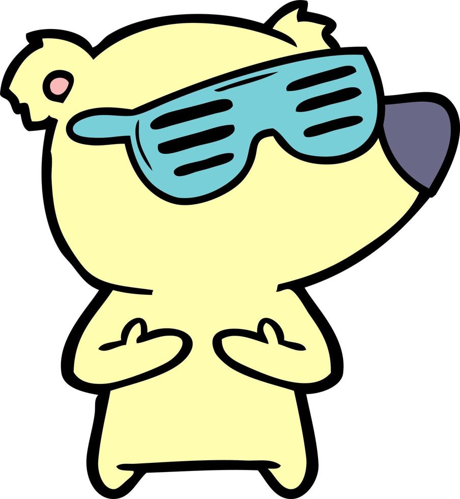 tecknad serie Björn bär solglasögon vektor