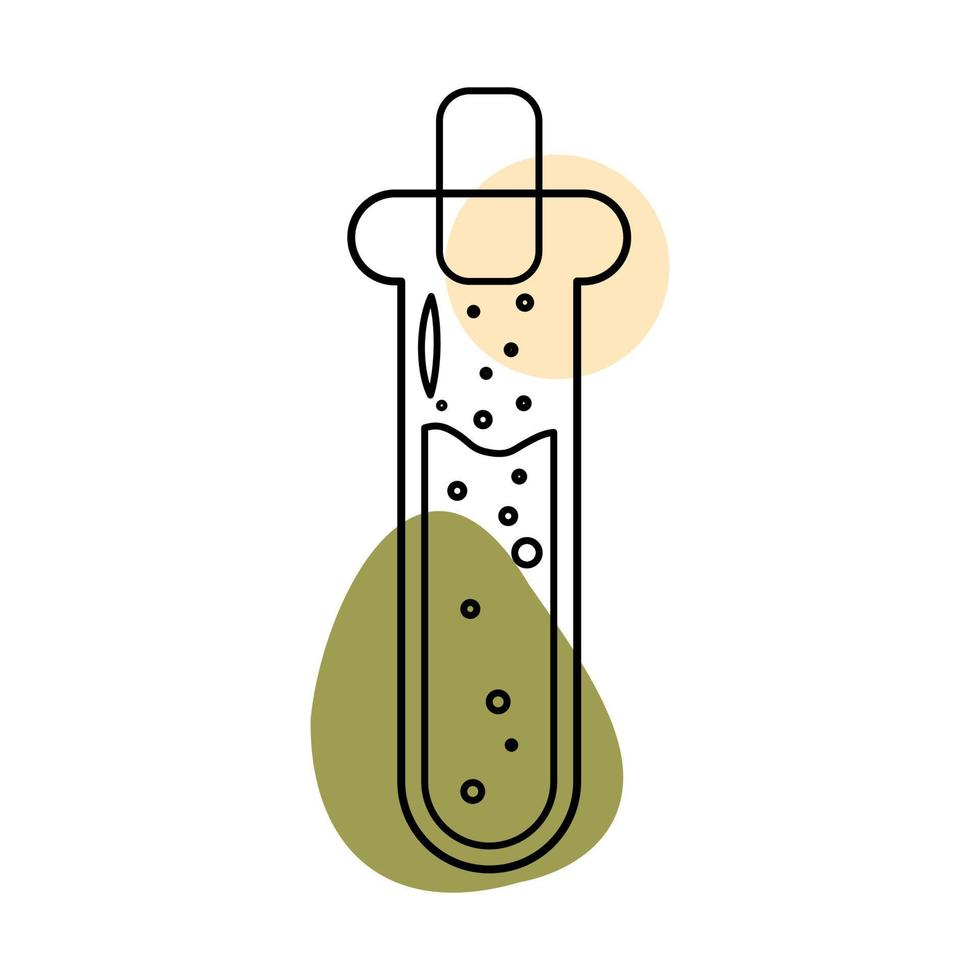 Reagenzglas mit Trank im Stil von Strichzeichnungen mit farbigen Flecken. Vektor-Illustration vektor