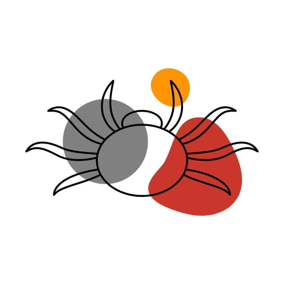 Spinne im Stil von Strichzeichnungen mit farbigen Flecken. Vektor-Illustration vektor