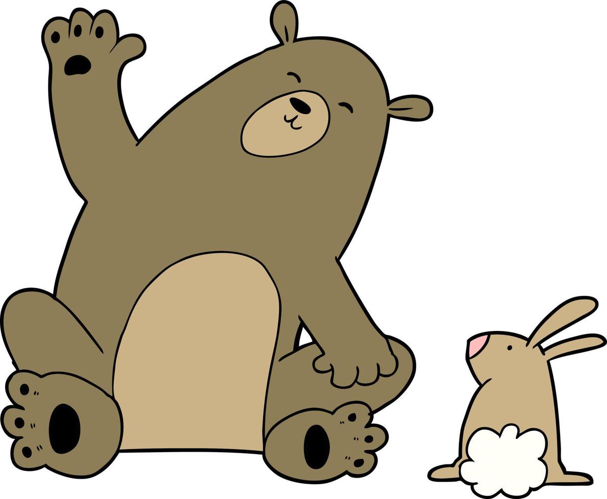 tecknad serie Björn och kanin vänner vektor