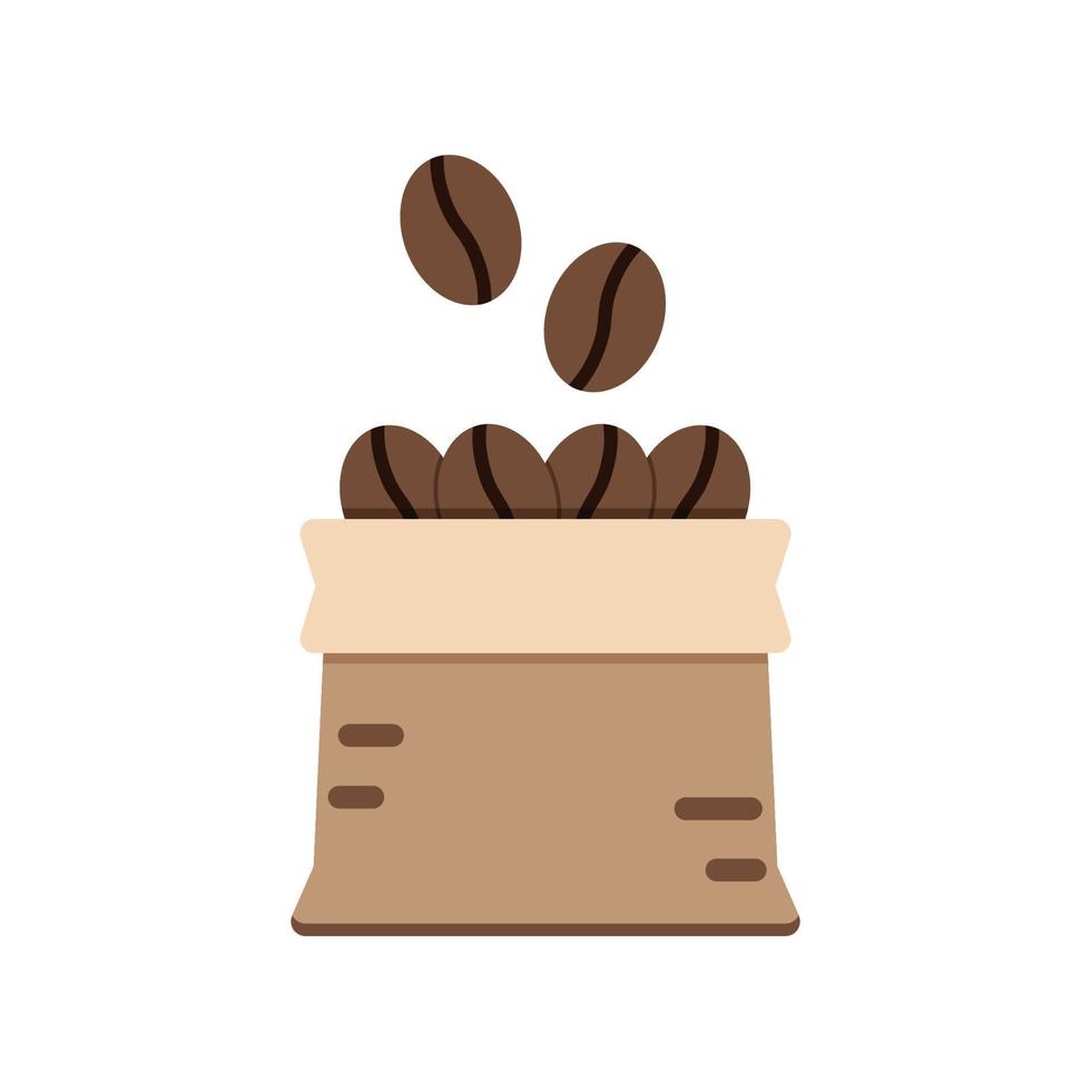 kaffeebohne in einer sacktasche, symbol, vektor, illustration. vektor