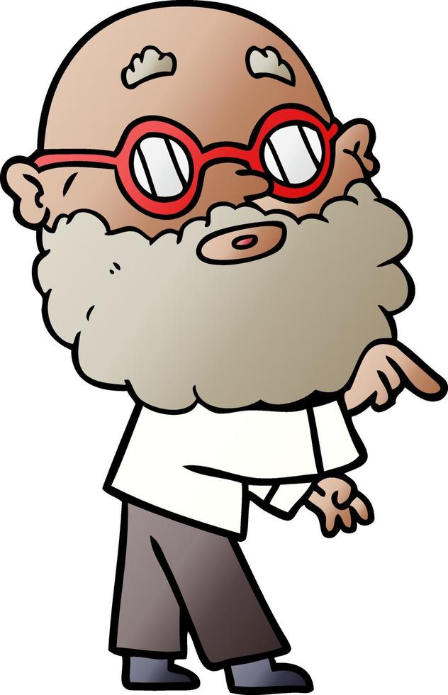 Cartoon neugieriger Mann mit Bart und Brille vektor