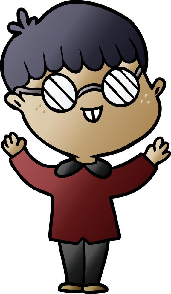 tecknad serie pojke bär glasögon vektor