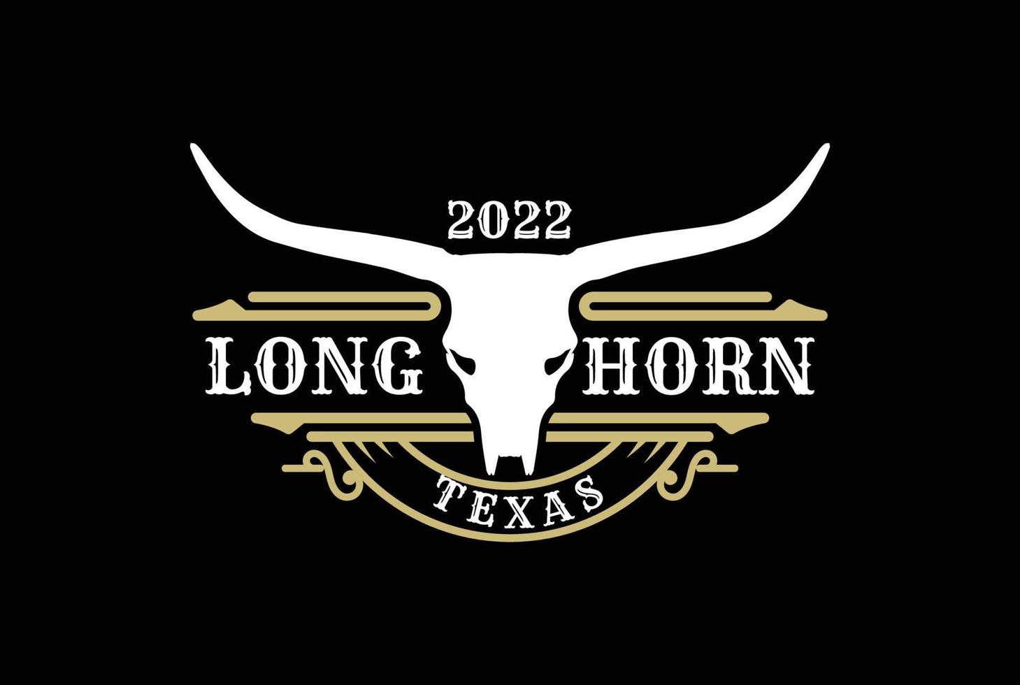 Texas Longhorn Country Western Bull Cattle Vintage Label-Logo-Design vektor