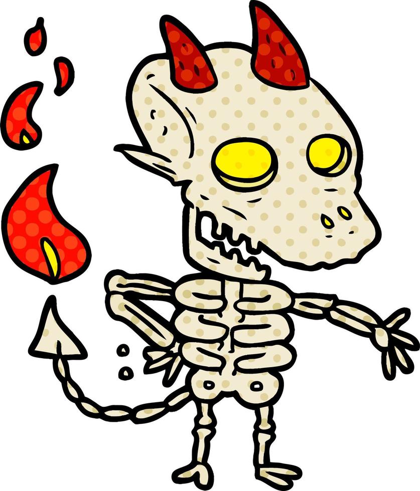 tecknad serie läskigt skelett demon vektor