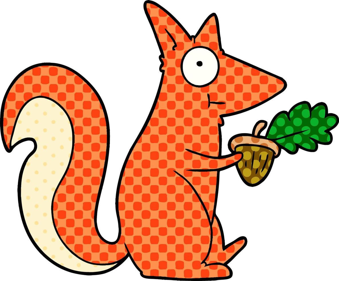Cartoon-Eichhörnchen mit Eichel vektor