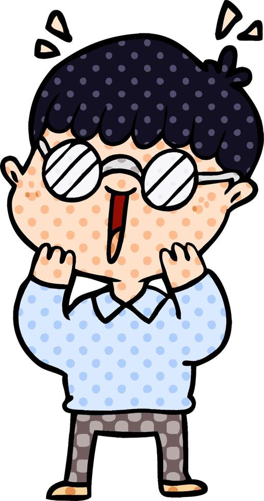 Cartoon glücklicher Junge mit Brille vektor