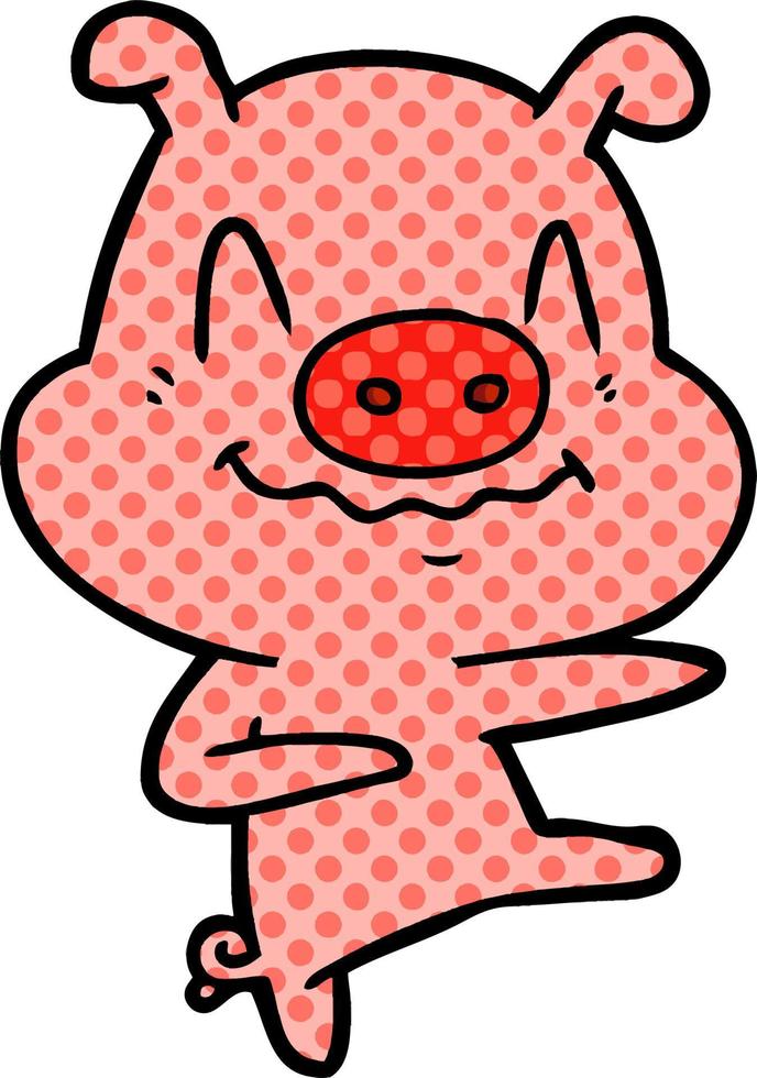 nervöses Cartoon-Schwein tanzt vektor