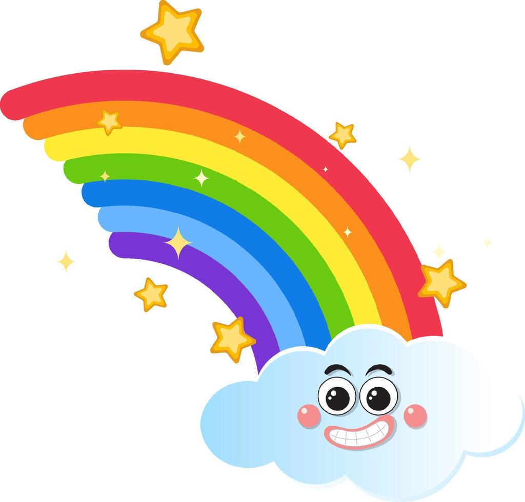 Regenbogen mit Wolken im Cartoon-Stil vektor