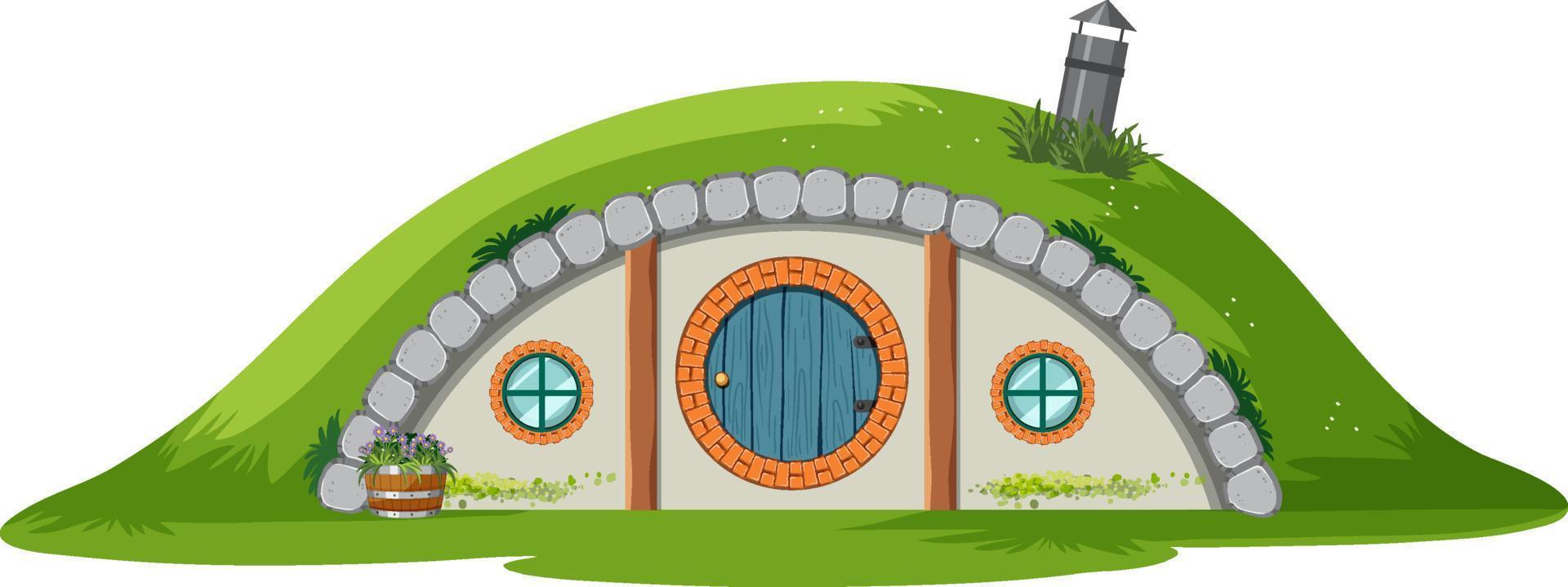 Hobbit-Haus isoliert auf weißem Hintergrund vektor