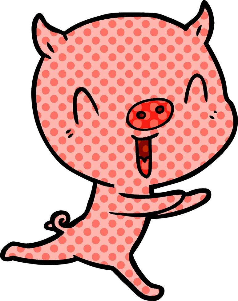 glückliches Cartoon-Schwein läuft vektor