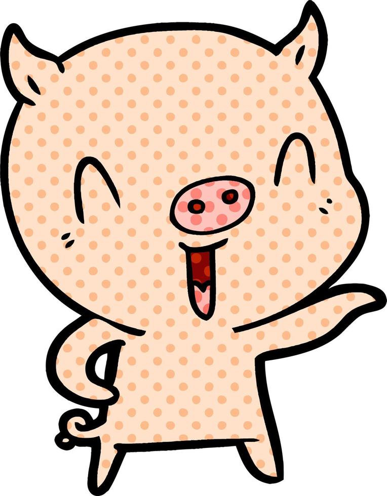 Lycklig tecknad serie gris vektor