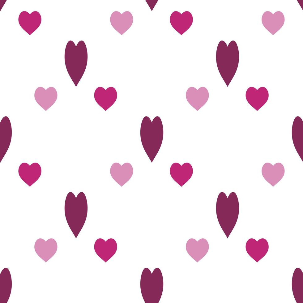 nahtloses Muster mit leuchtend rosa Herzen auf weißem Hintergrund. Vektorbild. vektor