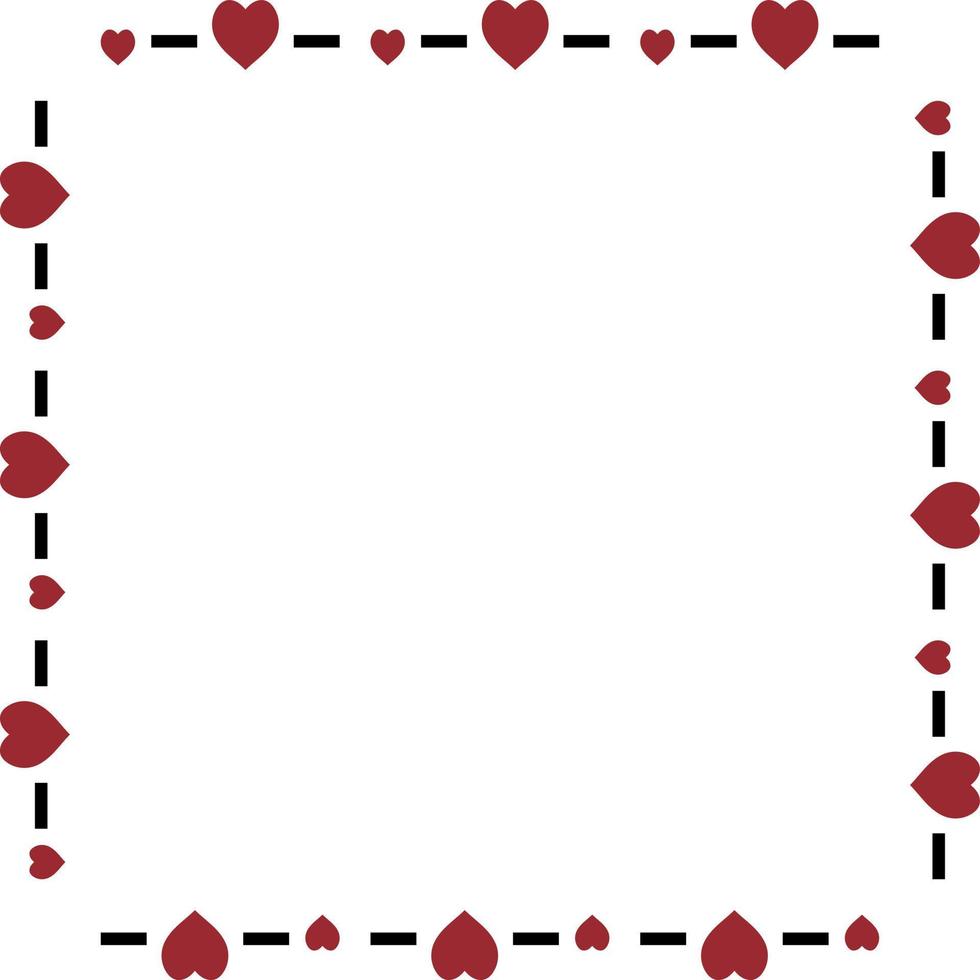 fyrkant ram med eleganta röd hjärtan på vit bakgrund. vektor bild.