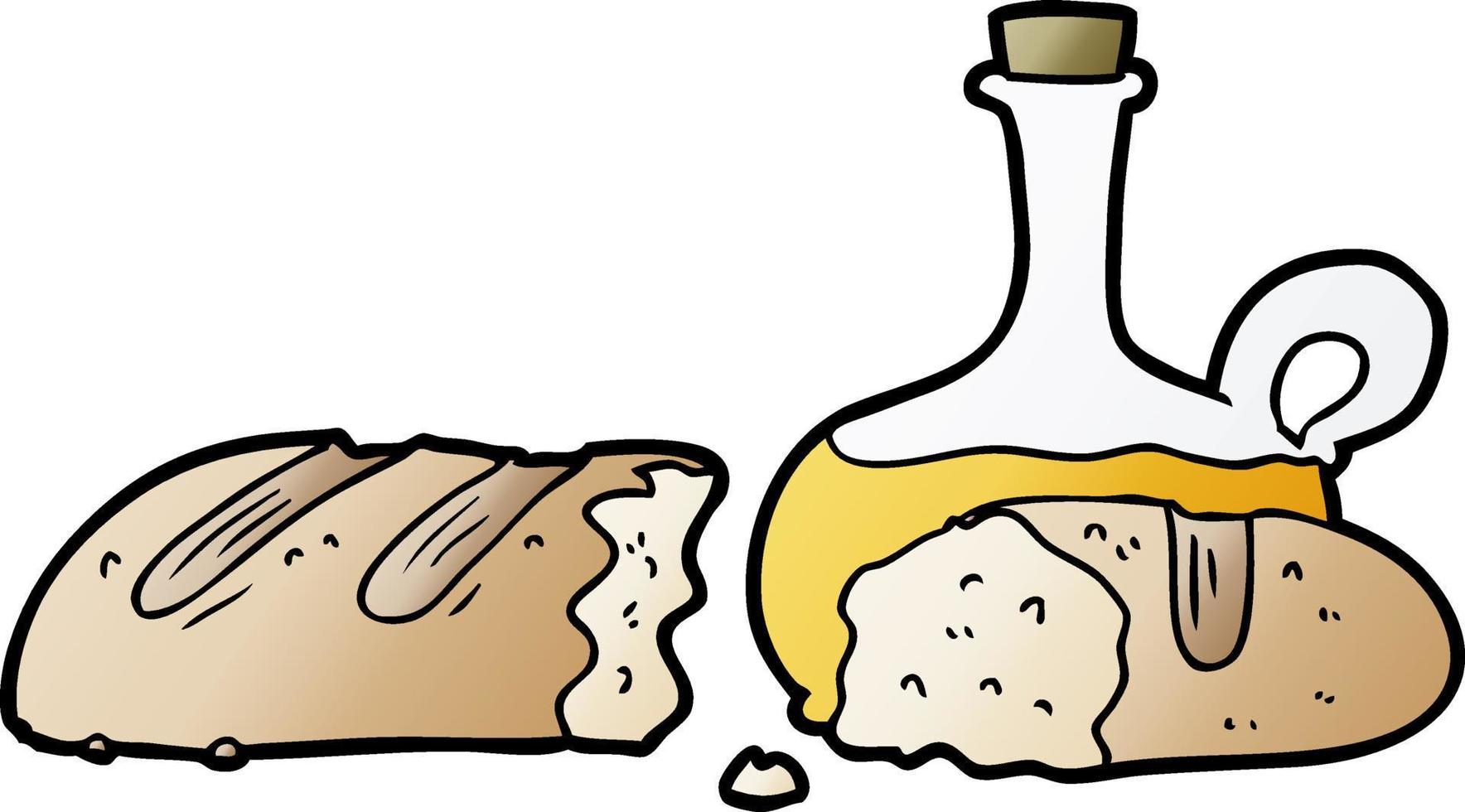bröd och olja tecknad serie vektor