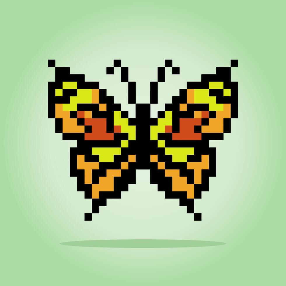 Pixel 8-Bit-Schmetterling. tier für spielassets in vektorillustration. vektor