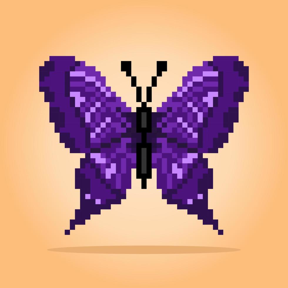 Pixel 8-Bit-Schmetterling. tier für spielassets in vektorillustration. vektor