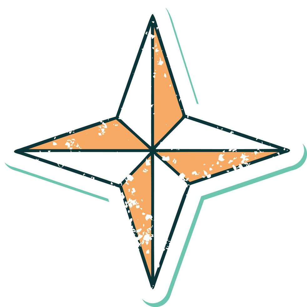 Distressed Sticker Tattoo Style Icon eines Sterns vektor