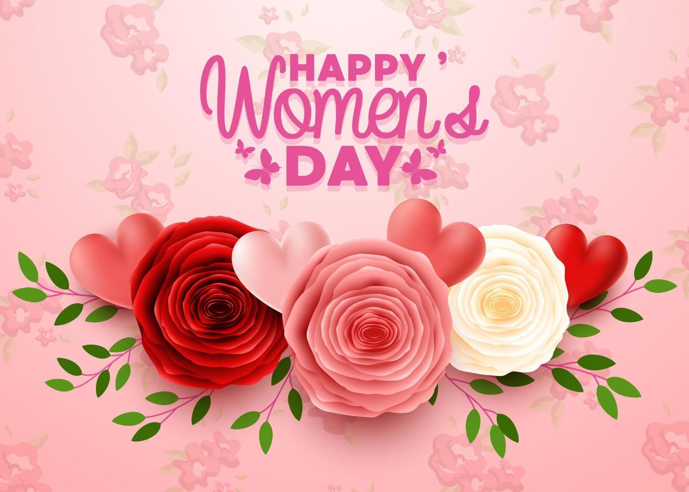 Lycklig internationell kvinnors dag med blomma bakgrund vektor