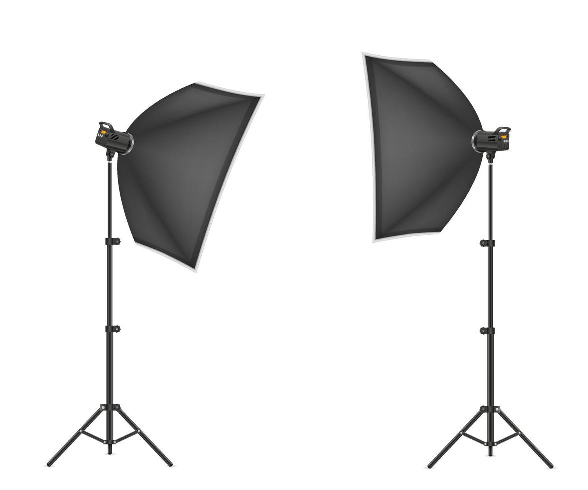 softbox med blixt på stativ för en Foto studio vektor illustration isolerat på vit bakgrund