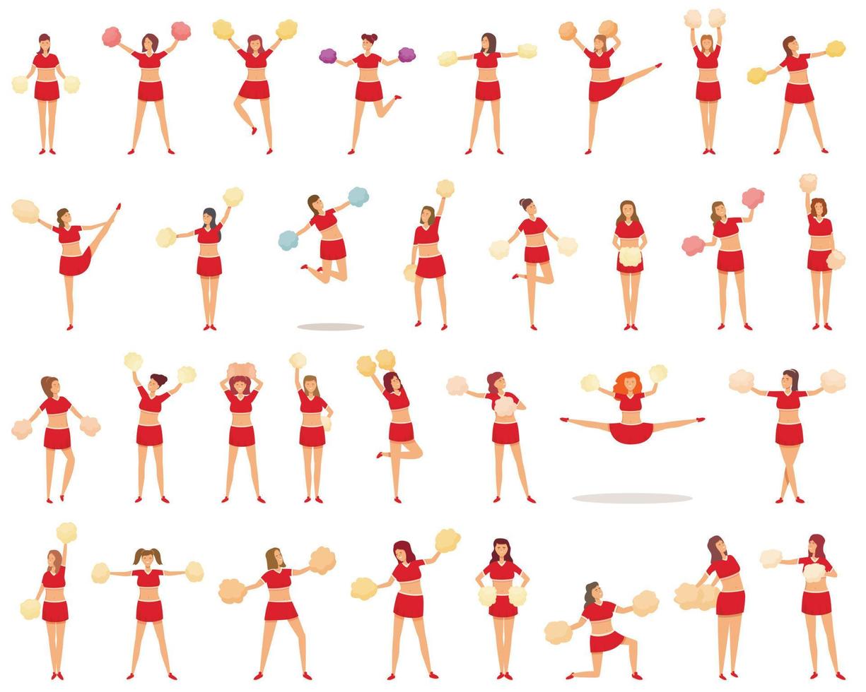 Cheerleader-Symbole setzen Cartoon-Vektor. Tanzende Frau vektor