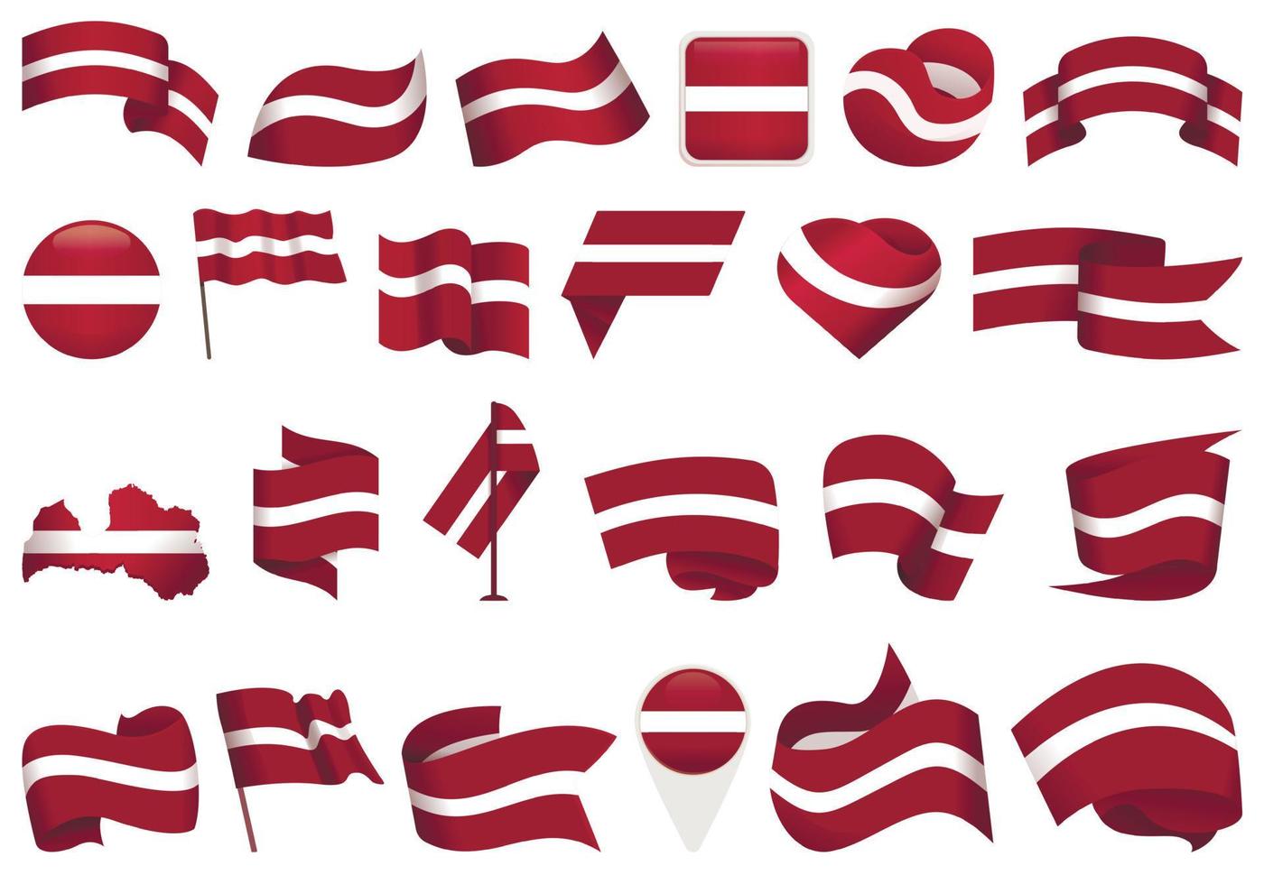 lettland ikoner uppsättning tecknad serie vektor. Land dag vektor