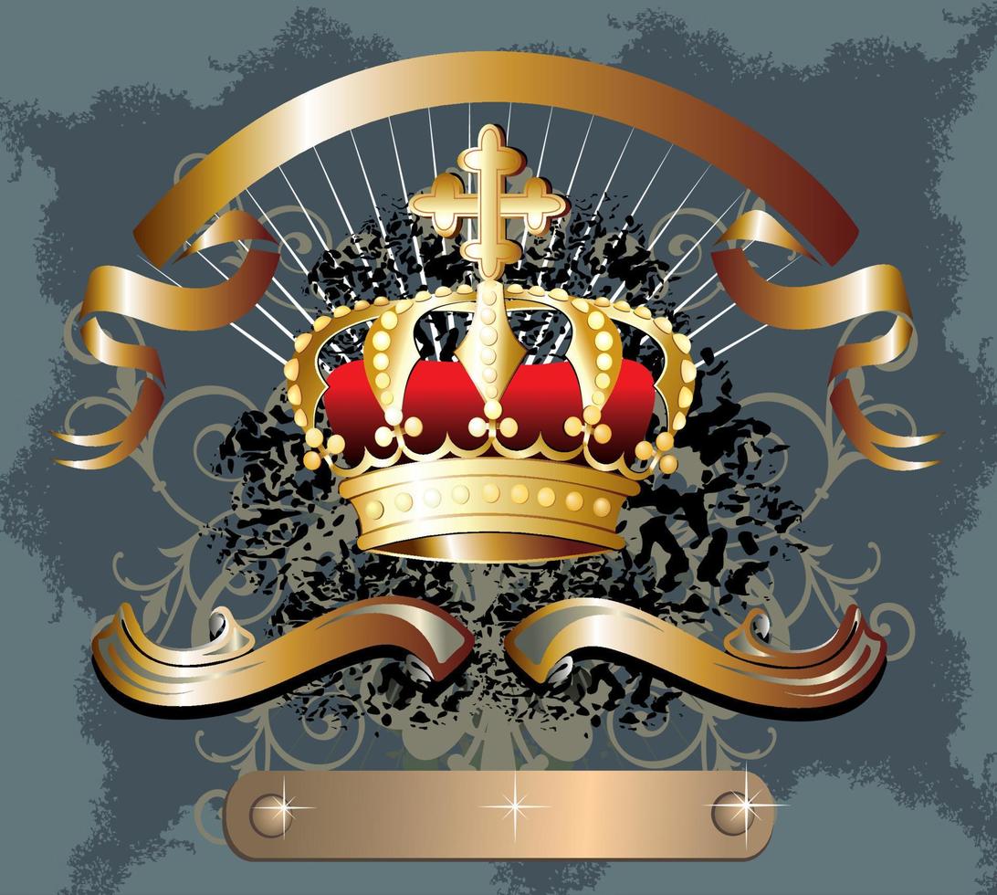 kunglig design med krona och band vektor