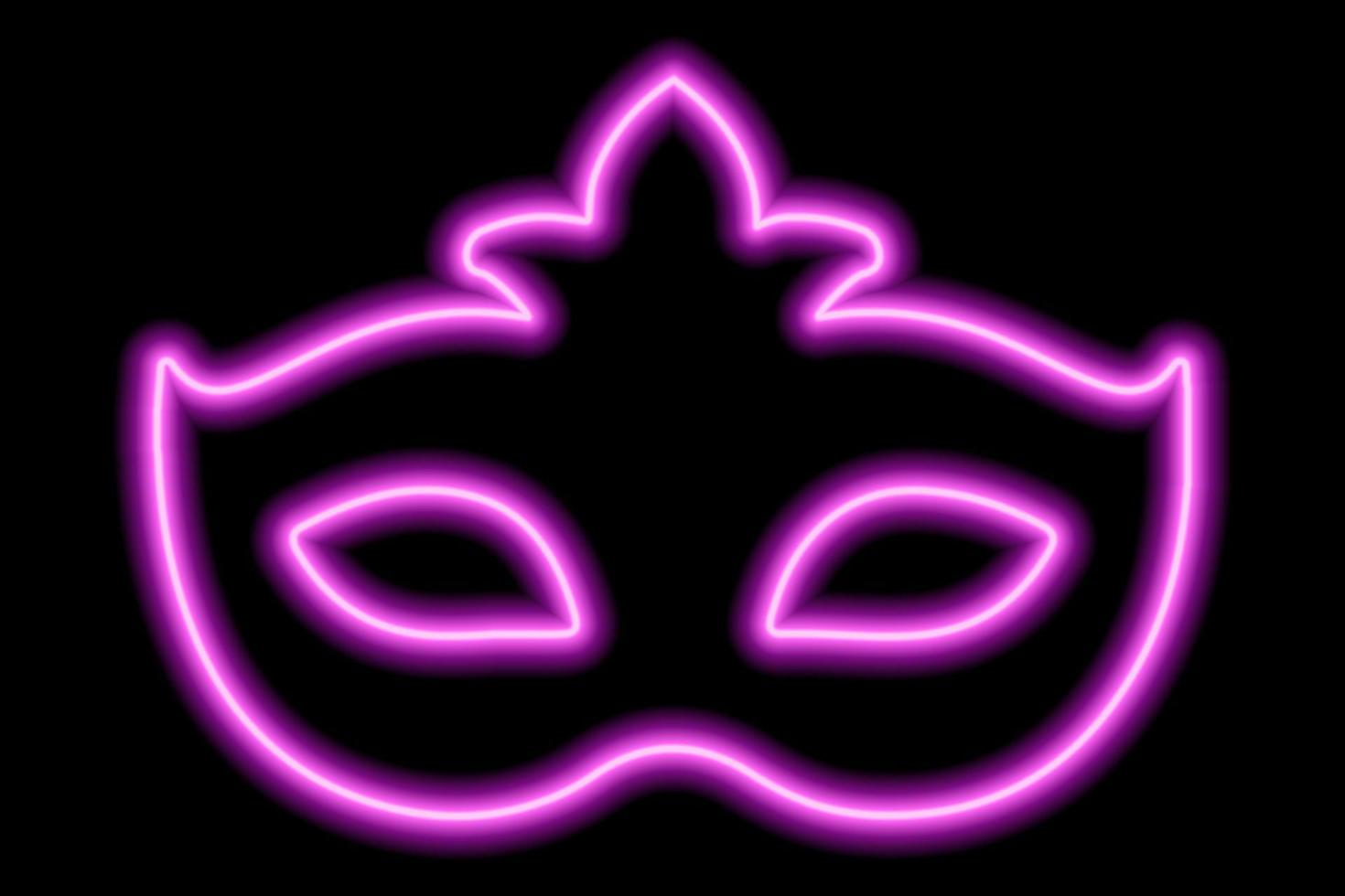 karneval mask på de ögon. neon rosa kontur på en svart bakgrund vektor