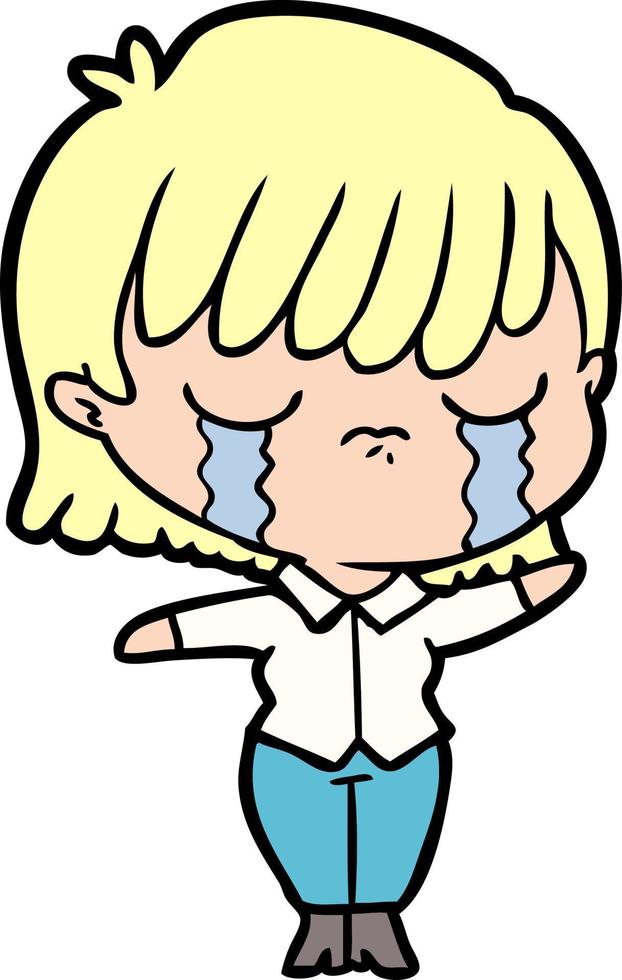 tecknad serie kvinna gråt vektor