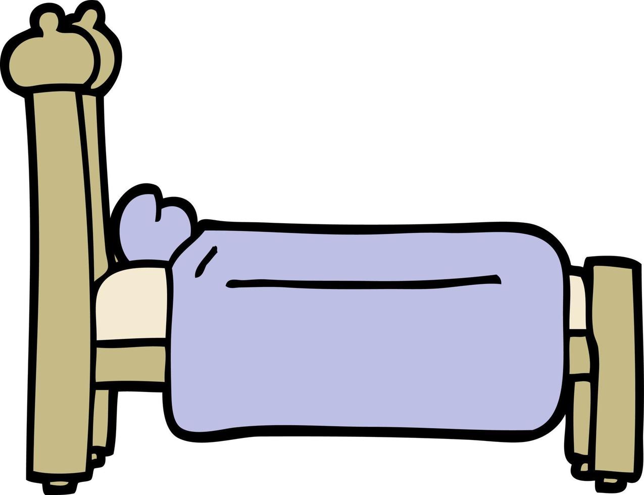handgezeichnetes Cartoon-Bett im Doodle-Stil vektor