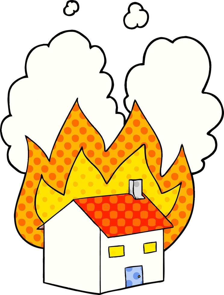 tecknad serie brinnande hus vektor