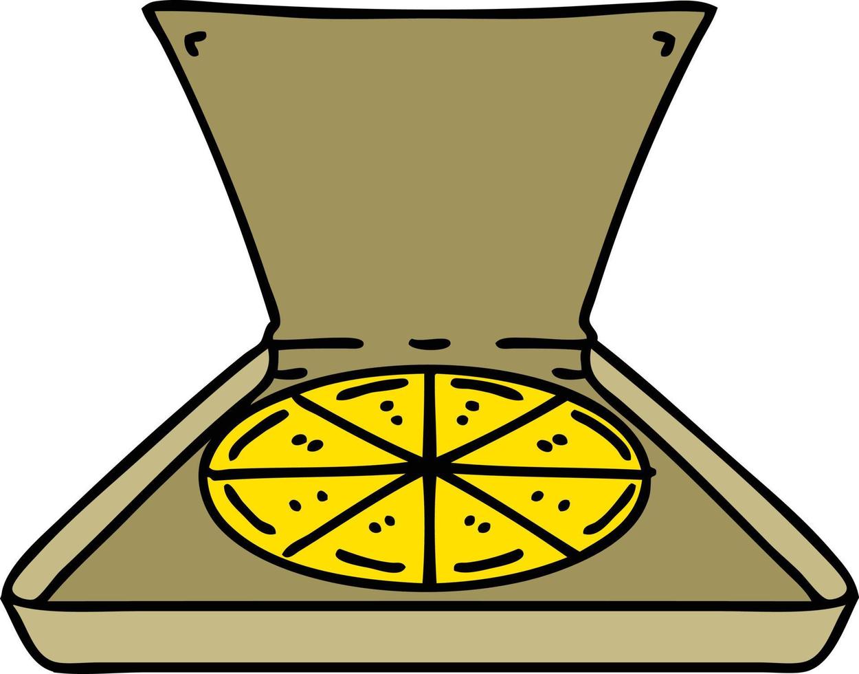 tecknad serie av ett öppen pizza låda vektor