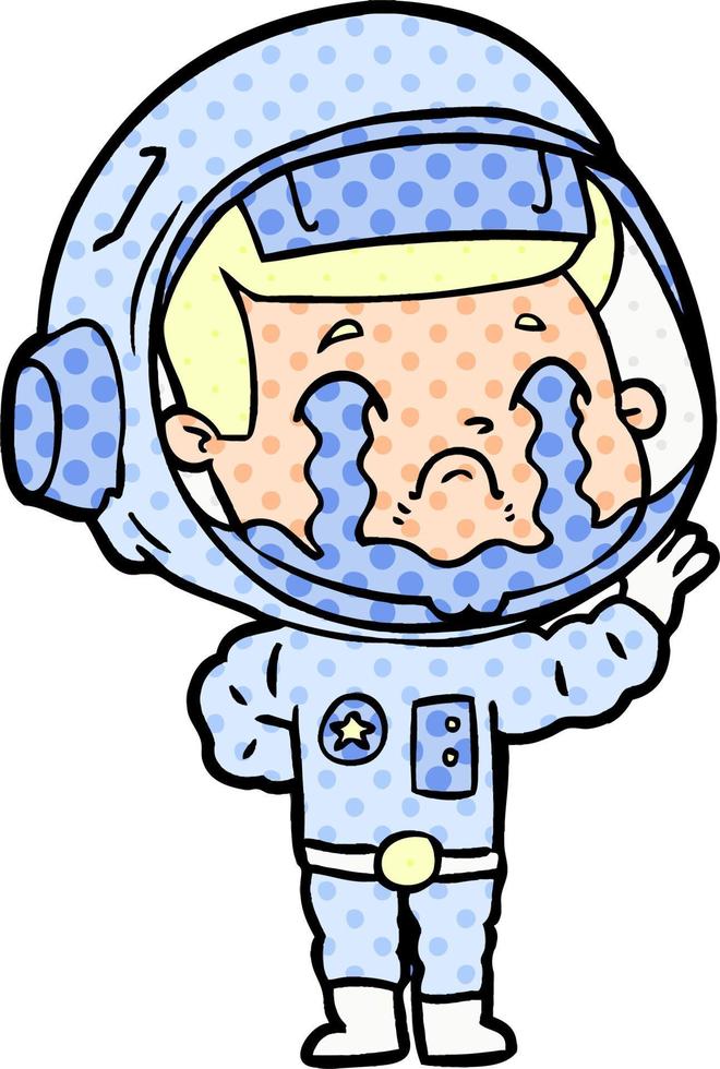 tecknad serie gråt astronaut vektor
