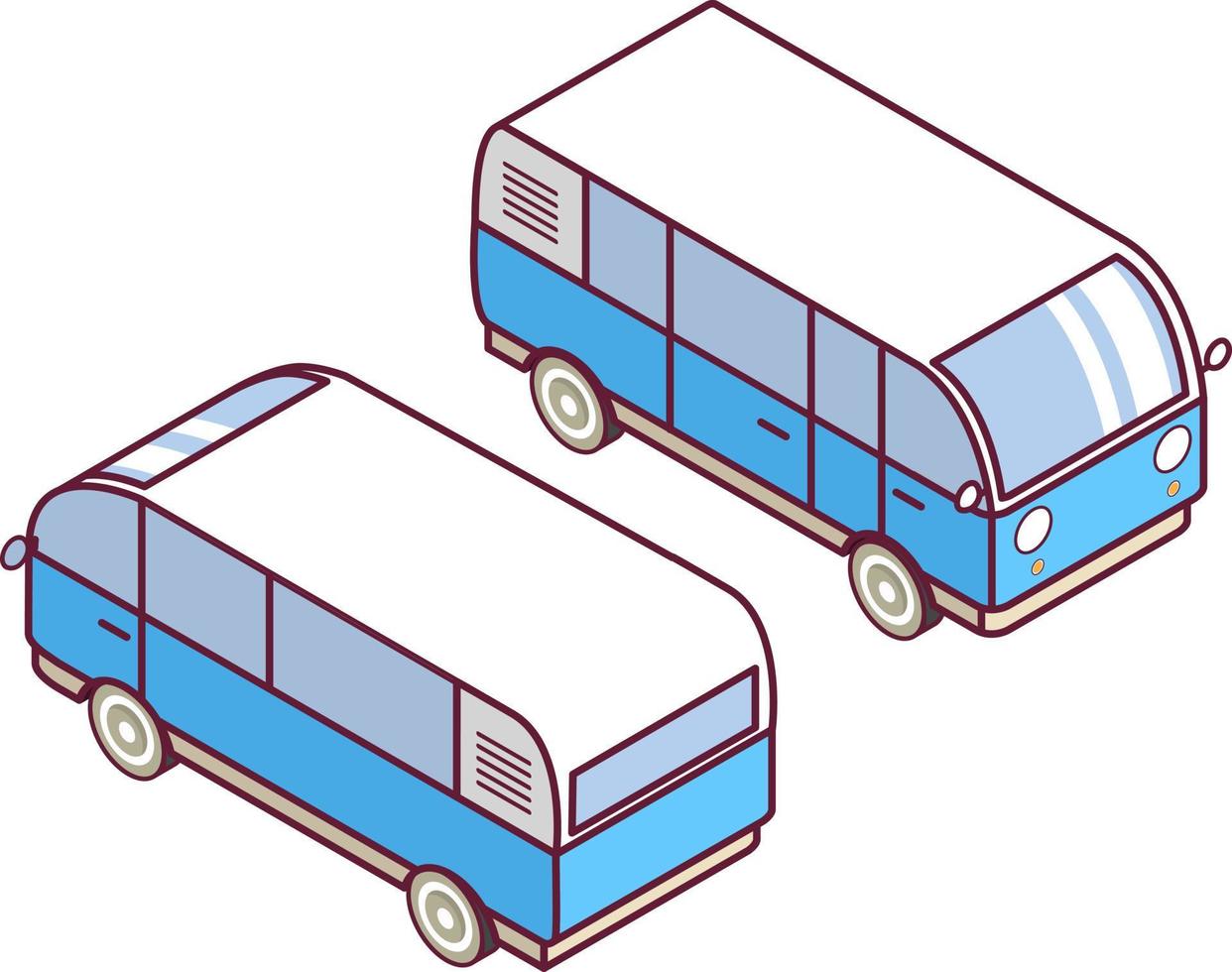 isometrisk van.fordon bil resa eller resor.3d ett ikon, en barns leksak. platt linje konst vektor.isolerad på en vit bakgrund. vektor