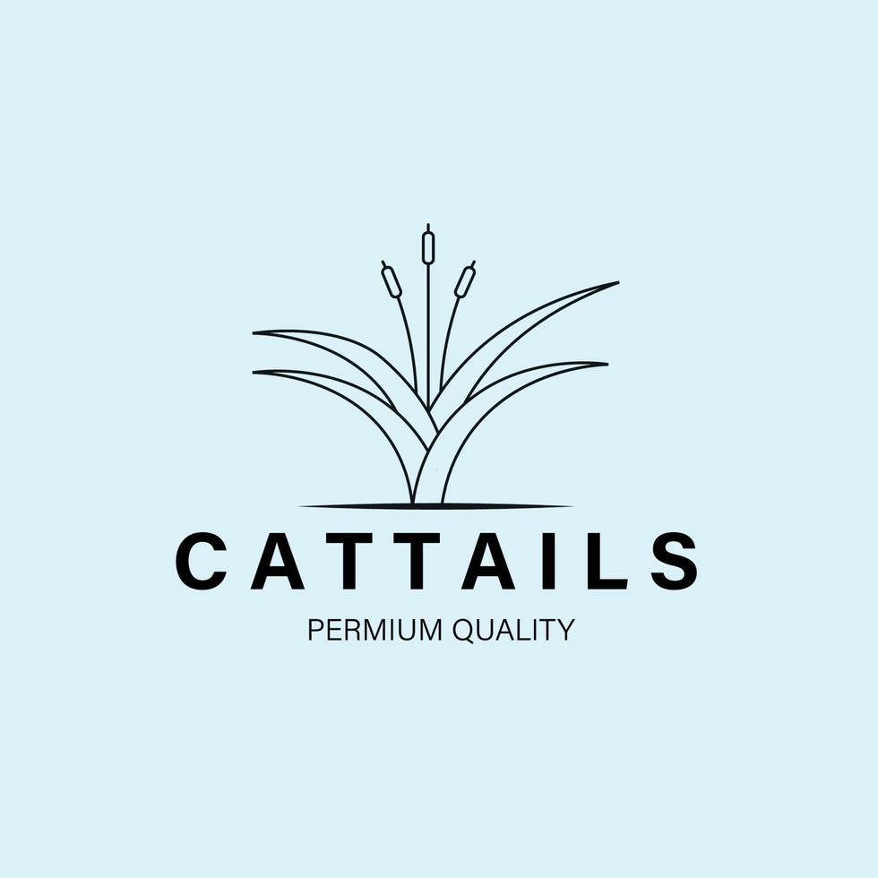 cattails linje konst logotyp, ikon och symbol, vektor illustration design