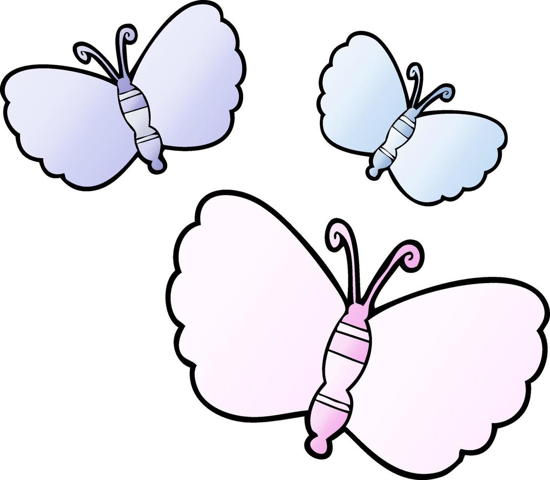 färgrik tecknad serie fjärilar vektor