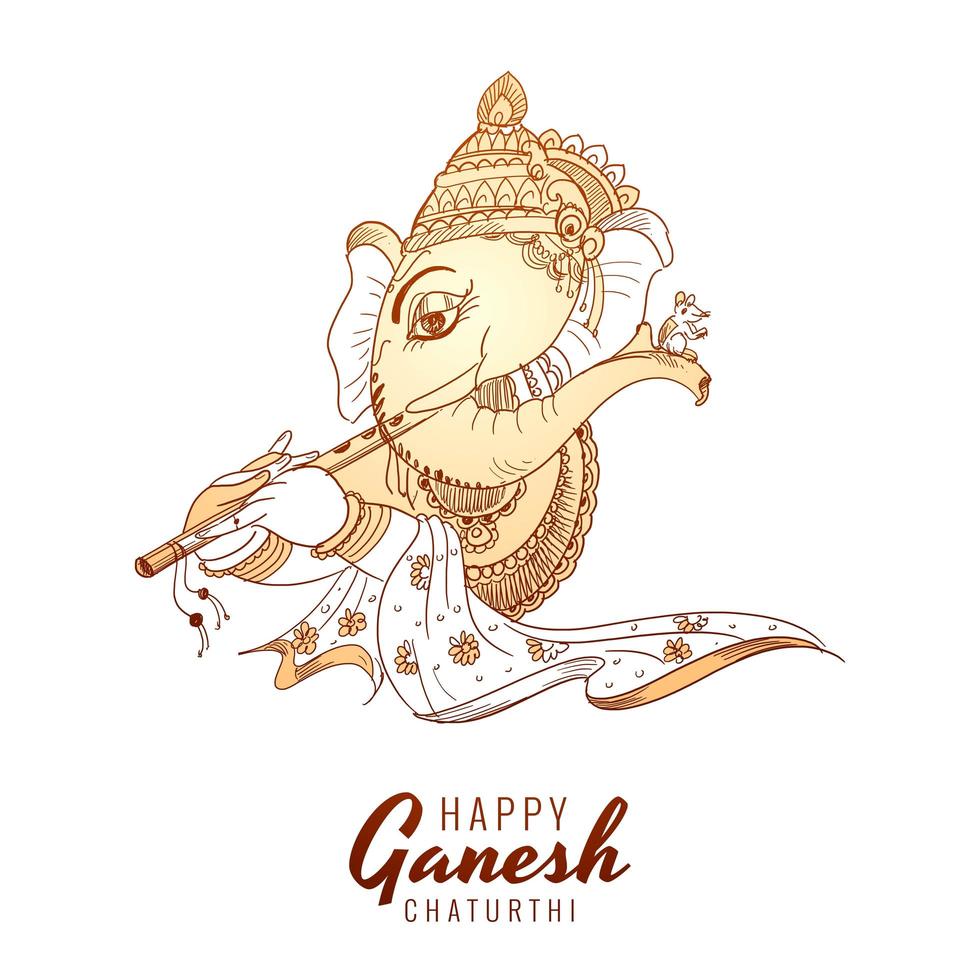 monokrom disposition ganesh chaturthi festival kort vektor