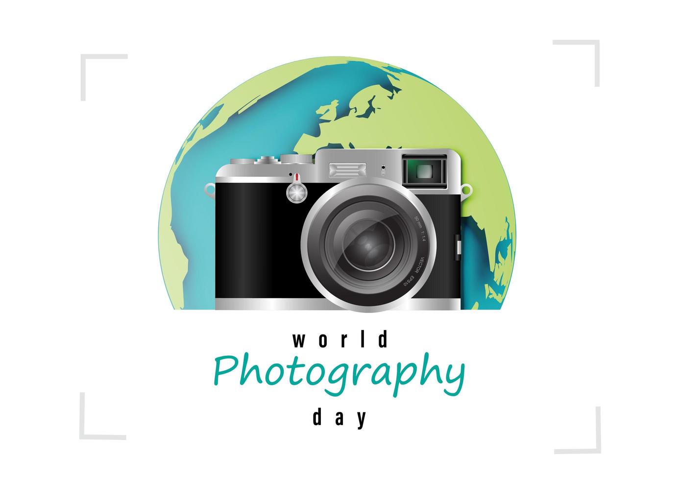 världsfotografidagdesign med retro kamera vektor