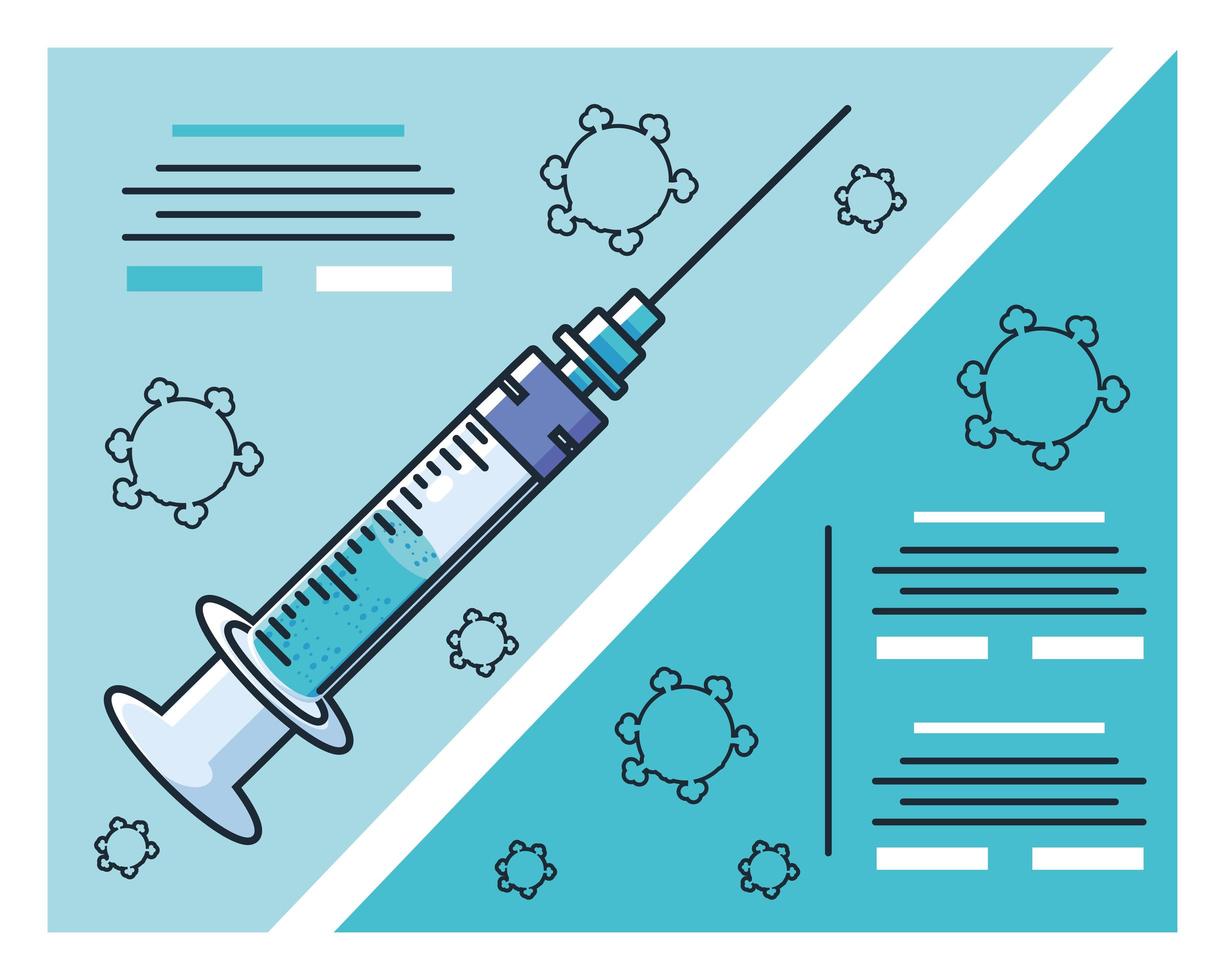 infographic med medicinsk spruta och covid 19-forskning vektor