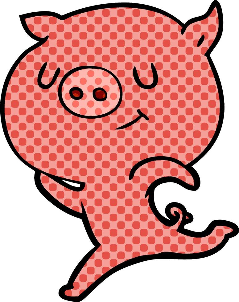 glückliches Cartoon-Schwein läuft vektor